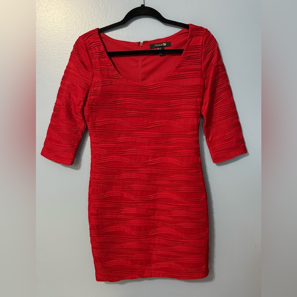 Forever 21 Red Wave Pattern Dress